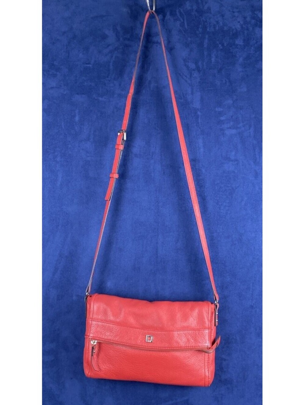 LODIS Coral Red Pebble Leather  flap  crossbody purse bag